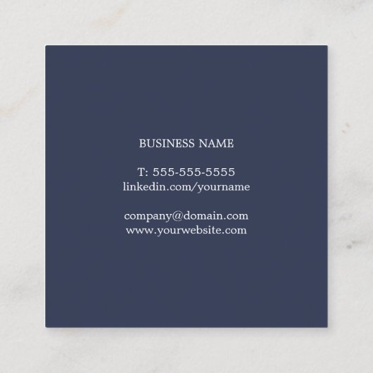 プロフェッショナルミニマリスト海軍ブルーホワイトコンサルタント スクエア名刺 (裏面)