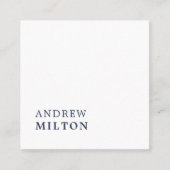 プロフェッショナルミニマリスト海軍ブルーホワイトコンサルタント スクエア名刺 (正面)
