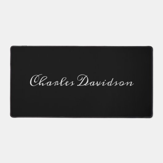 プロフェッショナルミニマリスト無地の書道黒 デスクマット (正面)