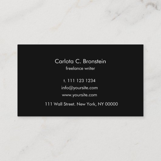 プロフェッショナルミニマリスト白黒名刺 名刺 (裏面)