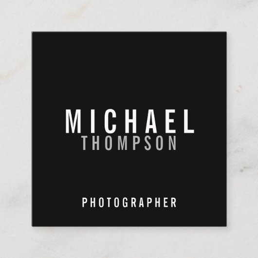 プロフェッショナルミニマリスト白黒 スクエア名刺 (正面)