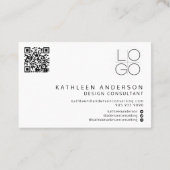 プロフェッショナルミニマリスト白黒QRコード 名刺 (裏面)