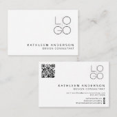 プロフェッショナルミニマリスト白黒QRコード 名刺 (正面/裏面)