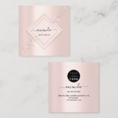 プロフェッショナルミニマリスムフレームピンクローズグリッター スクエア名刺 (正面/裏面)
