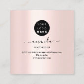 プロフェッショナルミニマリスムフレームピンクローズグリッター スクエア名刺 (裏面)