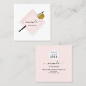 プロフェッショナルミニマリスムフレームピンクローズ赤面 スクエア名刺 (正面/裏面)