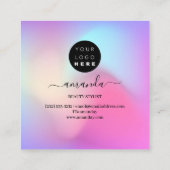 プロフェッショナルミニマリスムフレームホログラフィックピンク スクエア名刺 (裏面)