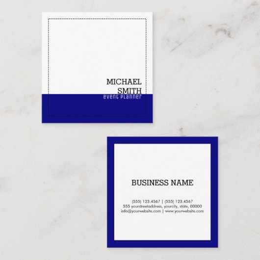 プロフェッショナルミニマリスモダントホワイトネービー スクエア名刺 (正面/裏面)
