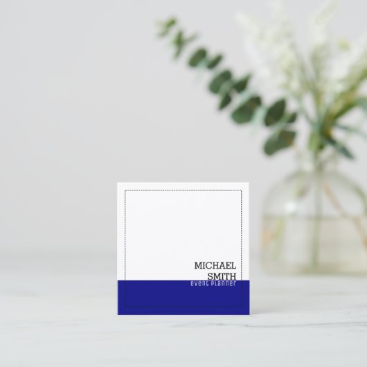 プロフェッショナルミニマリスモダントホワイトネービー スクエア名刺 (スタンド正面)