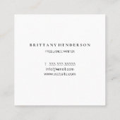 プロフェッショナルミニマリスモダント手書き白 スクエア名刺 (裏面)