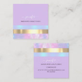 プロフェッショナルミニマリズムストライプのバイオレットホログラフィック スクエア名刺 (正面/裏面)