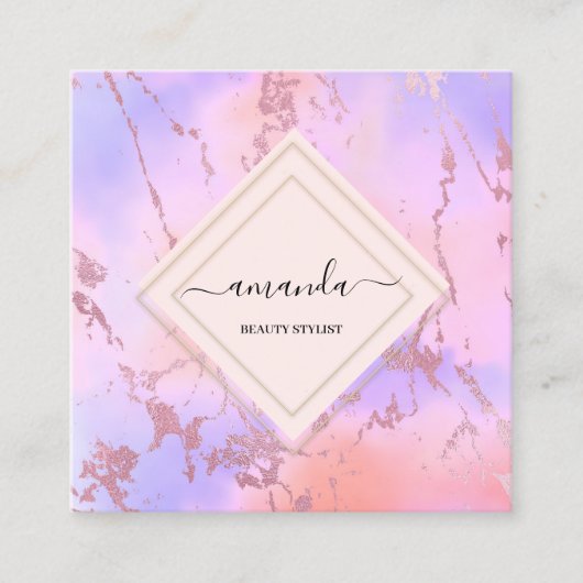 プロフェッショナルミニマリズム枠ホログラフィックマーブル スクエア名刺 (正面)
