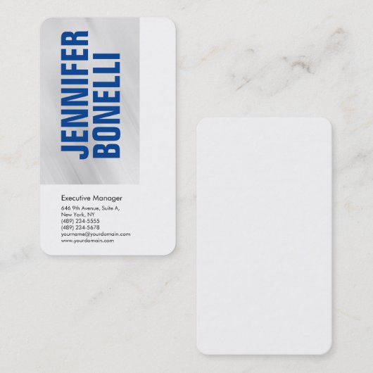 プロフェッショナルミニマルなブルーグレー白 名刺 (正面/裏面)