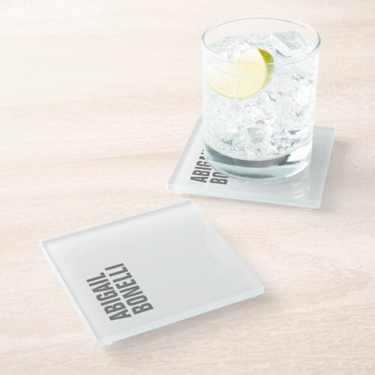 プロフェッショナルミニマルはっきりしたスモダングレー名 ガラスコースター (アングル)