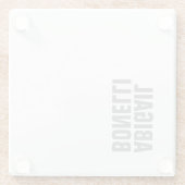 プロフェッショナルミニマルはっきりしたスモダングレー名 ガラスコースター (裏面)