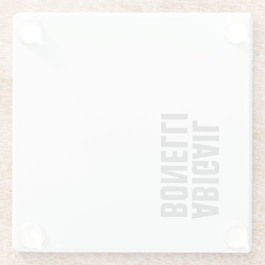 プロフェッショナルミニマルはっきりしたスモダングレー名 ガラスコースター (裏面)