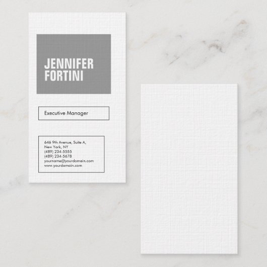 プロフェッショナルミニマルはっきりしたスモダングレー白 名刺 (正面/裏面)