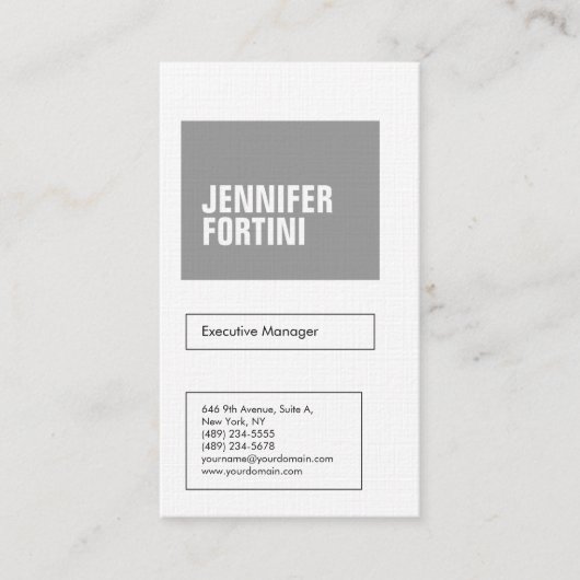 プロフェッショナルミニマルはっきりしたスモダングレー白 名刺 (正面)