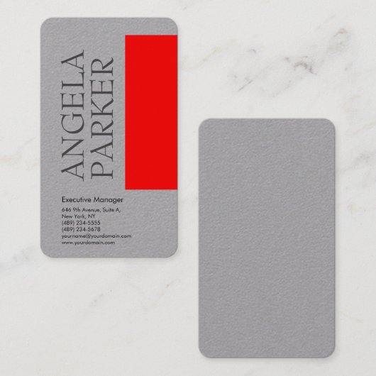プロフェッショナルミニマルはっきりしたモダンム赤灰色の平野 名刺 (正面/裏面)