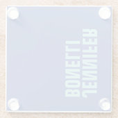 プロフェッショナルミニマルはっきりしたリストブルー ガラスコースター (裏面)