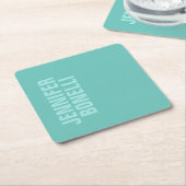 プロフェッショナルミニマルはっきりしたリストブルー スクエアペーパーコースター (アングル)