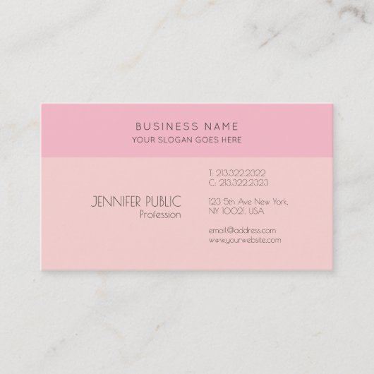 プロフェッショナルミニマルエレガントリストピンクテンプレート 名刺 (正面)