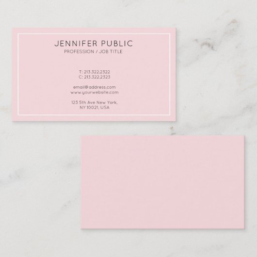 プロフェッショナルミニマルエレガントリストピンクプレーントレンディー 名刺 (正面/裏面)