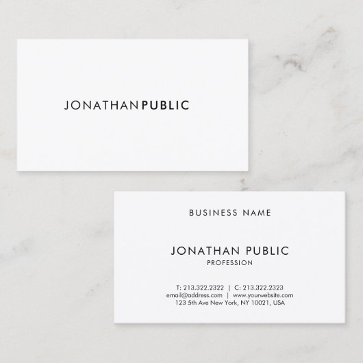 プロフェッショナルミニマルエレガント頭が切れるトレンディープレーン 名刺 (正面/裏面)