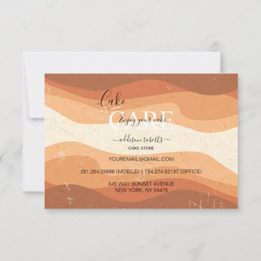 プロフェッショナルミニマルオレンジテラコッタケーキ気に サンキューカード (裏面)