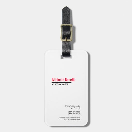 プロフェッショナルミニマルシンプルリスト白モダン平野 ラゲッジタグ (正面縦)