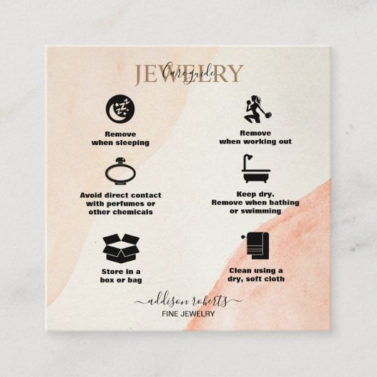 プロフェッショナルミニマルテラコッタボホジュエリー気に スクエア名刺 (正面)