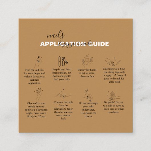 プロフェッショナルミニマルテラコッタ爪、 ネイル申請 スクエア名刺 (正面)