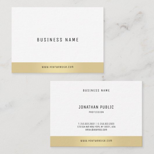 プロフェッショナルミニマルテンプレートエレガント金ゴールドクール 名刺 (正面/裏面)