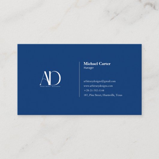 プロフェッショナルミニマルネイビーブルーロゴ 名刺 (正面)