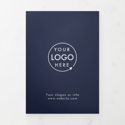 プロフェッショナルミニマルネイビーブルー3折パンフレット 三つ折りカード (カバー)