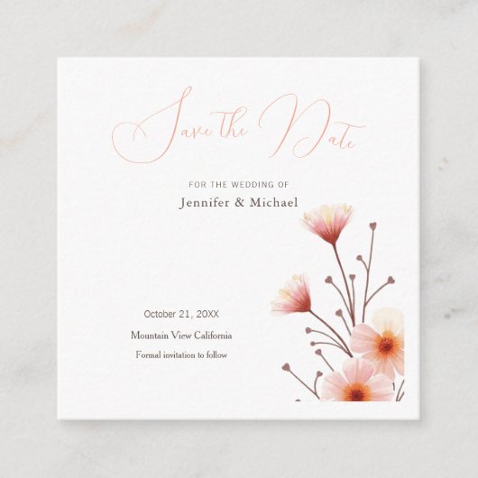 プロフェッショナルミニマルフローラ日付の保存 エンクロージャーカード (正面)