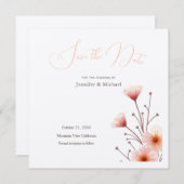 プロフェッショナルミニマルフローラ日付の保存 招待状 (正面/裏面)