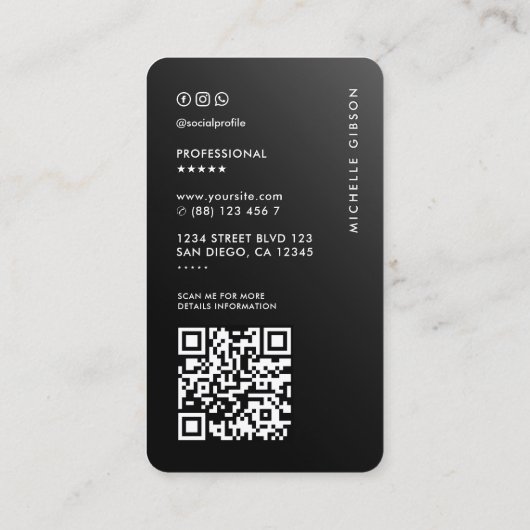 プロフェッショナルミニマルブラックグラデーションシンプル 名刺 (裏面)