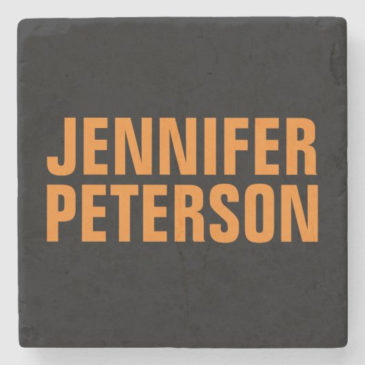 プロフェッショナルミニマルモダンはっきりしたオレンジブラック ストーンコースター (正面)