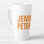 プロフェッショナルミニマルモダンはっきりしたオレンジホワイト カフェラテマグ (左アングル)