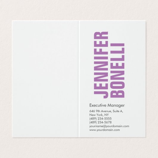 プロフェッショナルミニマルモダンはっきりしたラベンダーホワイト 名刺 (外部フラット)