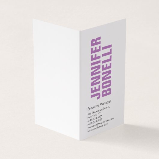 プロフェッショナルミニマルモダンはっきりしたラベンダーホワイト 名刺 (外部)