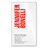 プロフェッショナルミニマルモダンはっきりした主義赤 マグネット名刺 (正面縦)