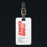 プロフェッショナルミニマルモダンはっきりした主義赤 ラゲッジタグ<br><div class="desc">白い素晴らし背景に赤いはっきりした文字が付いたデザイン。このようなデザインを使えば、自分に注目を集める。君の名はっきりした前と方角は一瞬皆を驚かせる。</div>