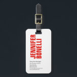 プロフェッショナルミニマルモダンはっきりした主義赤 ラゲッジタグ<br><div class="desc">白い素晴らし背景に赤いはっきりした文字が付いたデザイン。このようなデザインを使えば、自分に注目を集める。君の名はっきりした前と方角は一瞬皆を驚かせる。</div>