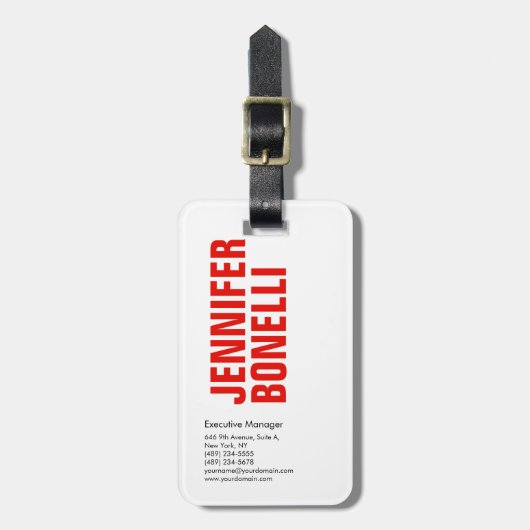 プロフェッショナルミニマルモダンはっきりした主義赤 ラゲッジタグ (正面縦)