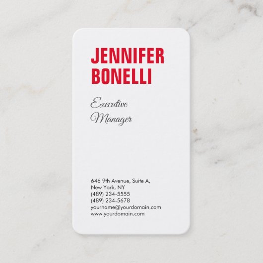 プロフェッショナルミニマルモダンはっきりした主義赤 名刺 (正面)