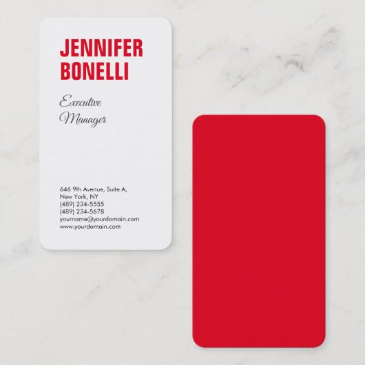 プロフェッショナルミニマルモダンはっきりした主義赤 名刺 (正面/裏面)