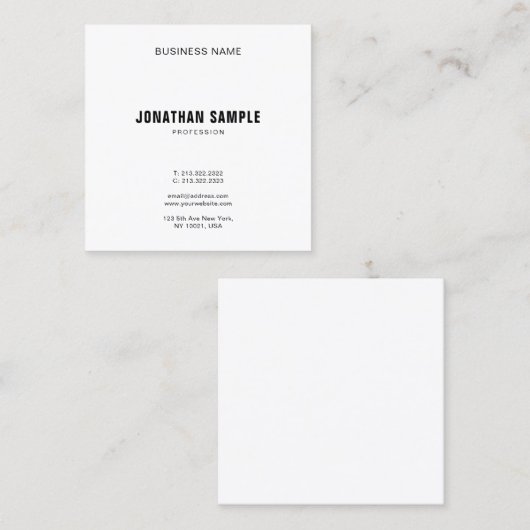 プロフェッショナルミニマルモダンデザインエレガント スクエア名刺 (正面/裏面)