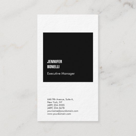 プロフェッショナルミニマルモダンム厚白黒 名刺 (正面)